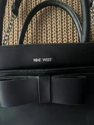 Nine West Black Satchel with Bow Detail thumbnail 2