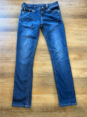 Miss Me Y2K Inspired Embellished Back Pocket Straight Jeans in Blue Wash size 28 thumbnail 2