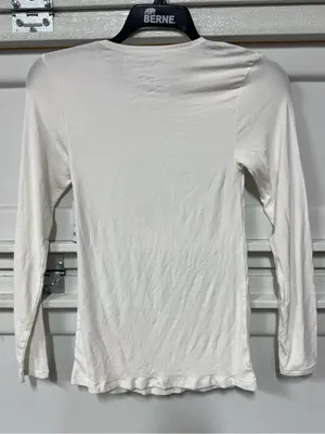 Tommy John Women's Micro Rib Long Sleeve Tee White Small New thumbnail 3