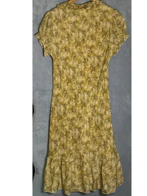 Sundance Floral‎ Ruffle V-Neck Maxi Dress in Mustard 100% silk size 16 thumbnail 9