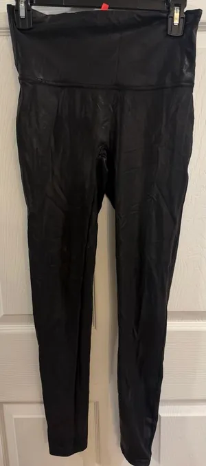 SPANX Black High-Waisted Faux Leather Leggings thumbnail 1