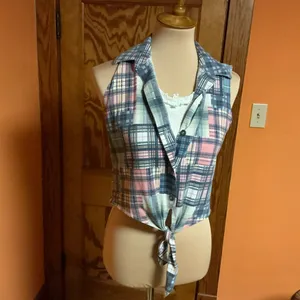 Vtg 80s plaid belly top thumbnail 9
