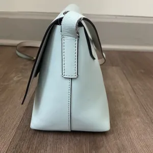 Kate Spade Mint Teal Blue Leather Crossbody Bag Purse ~ Fold over Magnetic thumbnail 5