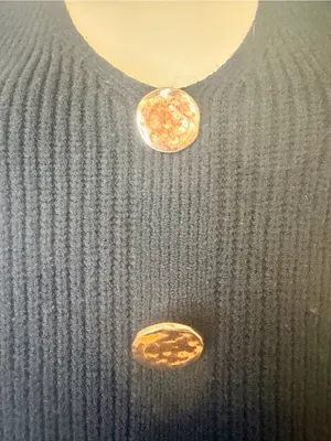 Commence Black Ribbed Knit Peplum Vest Top Size M Gold Buttons Sleeveless thumbnail 6
