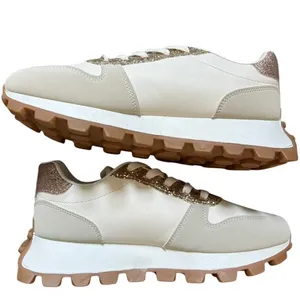 NEW Women's‎ Chunky Lug Sole Platform Sneaker Size 9 Neutral Glitter Glam thumbnail 4