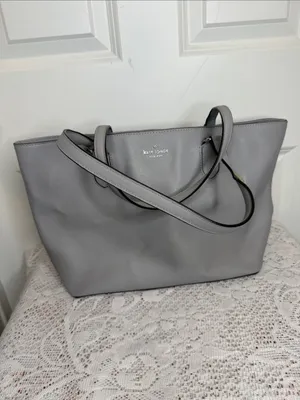 Kate Spade Light gray Saffiano Leather Tote shoulder bag purse thumbnail 2
