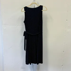 LOFT Polka Dot Sleeveless Wrap Dress Navy Blue White V-Neck Small Soft Stretch thumbnail 2