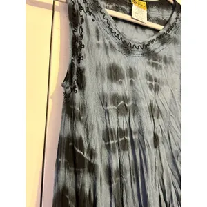 In Gear Dress Tie Dye‎ Boho Blue Black Embroidered OSFM Hippie Festival NWOT thumbnail 7