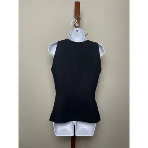 Jones New York Blazer Vest Size 8 Black Gold Zipper Detail 90s thumbnail 4