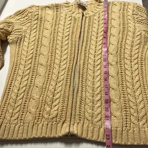 Vintage Gallagher cable knit cardigan zip sweater ramie cotton fisherman grandpa thumbnail 6