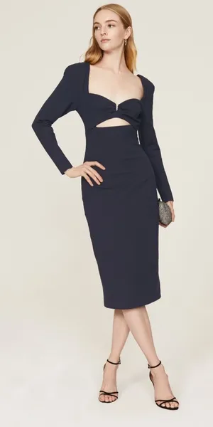 Elliatt Scarlette Navy Blue Cutout Midi‎ Dress Size M thumbnail 1