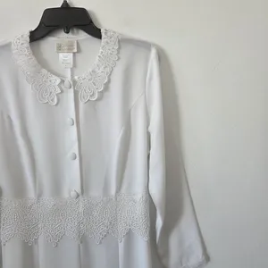 California Dynasty White Maxi Dress Vintage Style Victorian Modest Grandma Small thumbnail 3