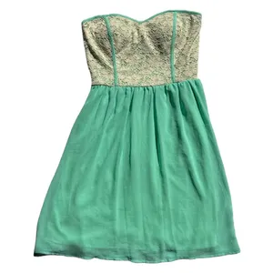 Buttons Mint Green & Ivory Lace Strapless Mini Dress Boho Sweetheart Skater Romantic M thumbnail 5