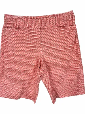 TALBOTS Coral/Orange and White Geometric Patterned Bermuda Shorts Size 16 thumbnail 2