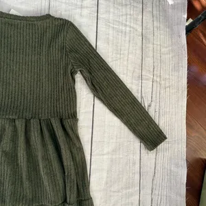 CENY Nordstrom Rack NWT size XS dark green tiered long sleeve A line dress thumbnail 9