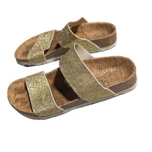 Birkenstock Birki's Gold Glitter Double Strap Cork Footbed Slide Sandals 36 5 N thumbnail 6