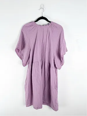 OLD NAVY Purple Short Sleeves Side Pockets Gauzy Dress 2X Casual Picnic BBQ Boho thumbnail 2