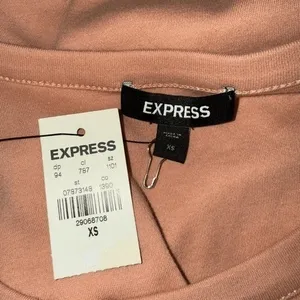 EXPRESS Peach Ribbed Sleeveless‎ Mini Dress Rhinestone Brooch NWT Size XS thumbnail 7