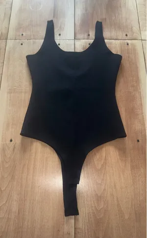 Dance & Marvel Black Scoop Neck Sleeveless Thong Bodysuit‎ M thumbnail 1