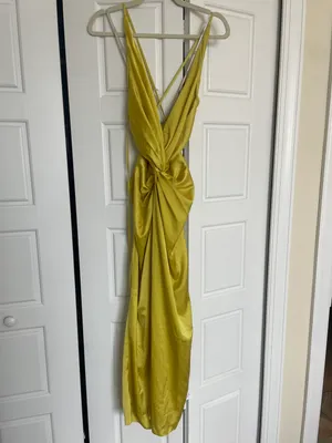 ASOS Yellow Formal Satin Dress thumbnail 10