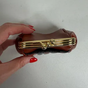 Vintage 70s Coin Purse Kiss Lock Coin Purse Pouch Striped Faux Leather Retro thumbnail 6