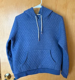 Marine Layer Quilted‎ Hoodie Women Small Blue Pullover Style 14025 Fall 2021 thumbnail 1