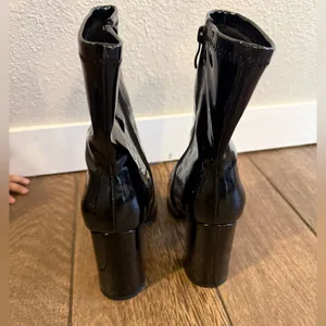 Top Moda Black Patent Ankle Boots‎ block heel Size 6.5 thumbnail 2