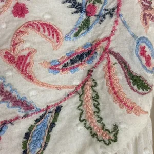 Ruff Hewn Boho Cream Floral Embroidered Cold Shoulder Peasant Shirt Western thumbnail 4