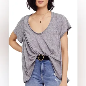 We The Free Free People Nori Relaxed Tee Gray Flowing Swing Top Size Small thumbnail 2