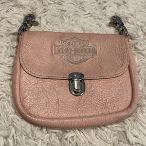 Harley Davidson Small Light Pink Leather Bag Pouch Purse No Strap Biker See Pics thumbnail 1