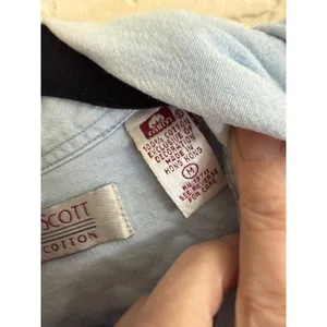 Karen Scott Button Down Shirt Blue M Women Christmas Dogs Embroidered Chambray thumbnail 8