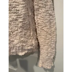 Free People Ivory V-Neck Popcorn Knit Cotton Blend Sweater Cream Small thumbnail 4