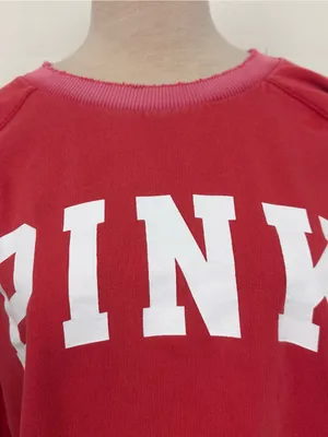 Victoria’s Secret PINK heathered relaxed fit distressed graphic sweatshirt L thumbnail 2