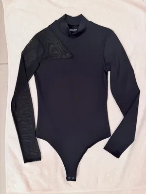 Abercrombie Black Mesh Long Sleeve Bodysuit thumbnail 1