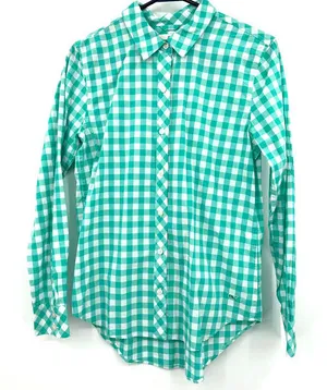 Vineyard Vines size 4 relaxed fit 100%‎ cotton green and white gingham button up thumbnail 1
