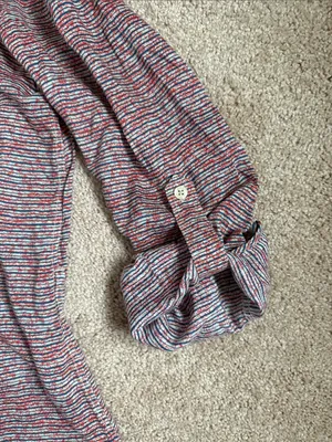 Anthropologie 11-1-Tylho red and navy/blue striped Button Tunic Shirtdress. thumbnail 8
