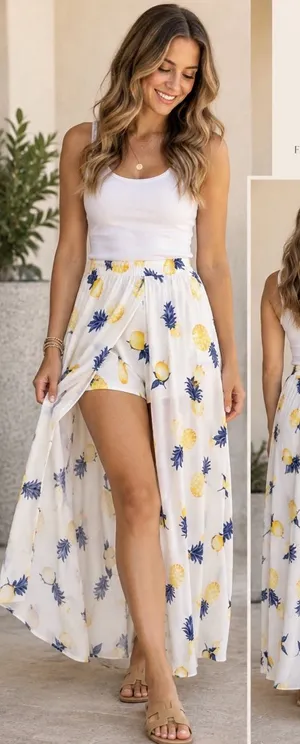 Altar’d State Shorts with Maxi Skirt Overlay thumbnail 1