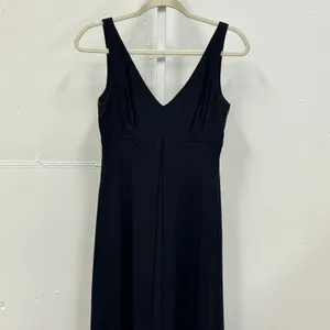 Y2K‎ Tahari Navy Blue 100% Silk V-Neck Empire Waist Maxi Dress Size 6 Minimalist thumbnail 3