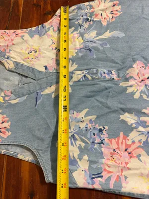 Vintage style floral denim v neck sleeveless top thumbnail 5