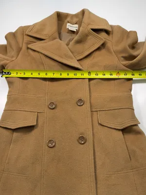 Banana Republic Cashmere and Wool Blend Tan Double-Breasted Pea Coat Size Small thumbnail 3