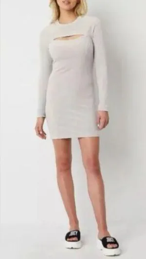 Juicy Couture Silver/Gray Velour Cut Out Bodycon Dress 2X thumbnail 1