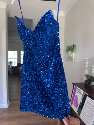 Portia & Scarlett Blue Sequin Homecoming Dress thumbnail 3