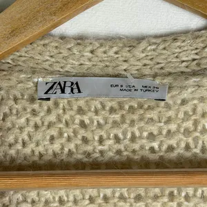 Zara Women’s Chunky Knit Wool Blend Longline Cardigan Sweater Oversized Sz S thumbnail 3
