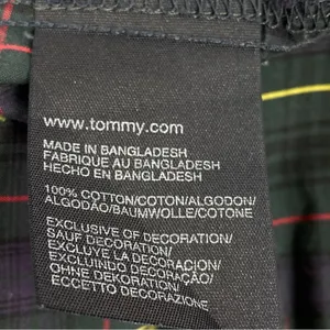 Tommy Hilfiger Plaid Ruffle Cuff Trim Button Front‎ Shirt Green Navy Medium thumbnail 12
