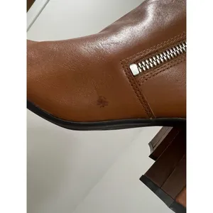 Marc Fisher Retta Cognac Leather Pointed Toe Side Zip Block Heel Booties 9 thumbnail 8