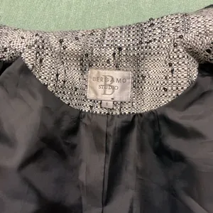 Bergamo Studio Tweed Blazer Jacket Black White Sequin Trim Size 6 thumbnail 2