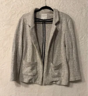 Thread & Supply Heather Grey Herringbone Knit Blazer Jacket‎ XS J2280CPKVM thumbnail 1