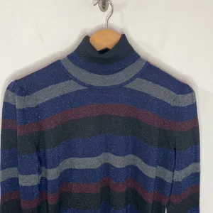 Lauren Ralph Lauren shimmering colorblock striped mockneck sweater size L thumbnail 3