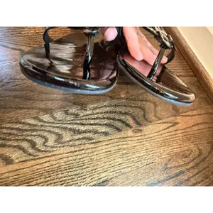 Tory Burch Miller Thong Sandal Women's Sz 7.5 Black patent Leather thumbnail 6