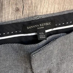 Banana Republic Sexy‎ Sloan Trouser Pants Black White Size 10 Short MicroPrint thumbnail 4